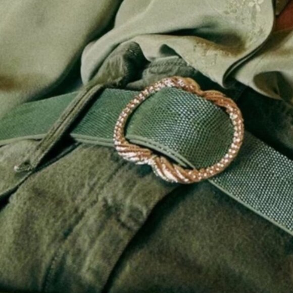 NEW Sezane Artemis Belt Téjus Menthe (Lizard-effect Embossed) , RARE, Size 80 - Picture 1 of 5